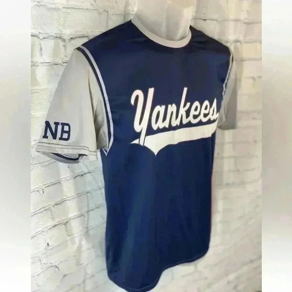 New York Yankees Shirt Men’s Size S Blue Gray Baseball Short Sleeve MLB dri fit - Picture 2 of 12